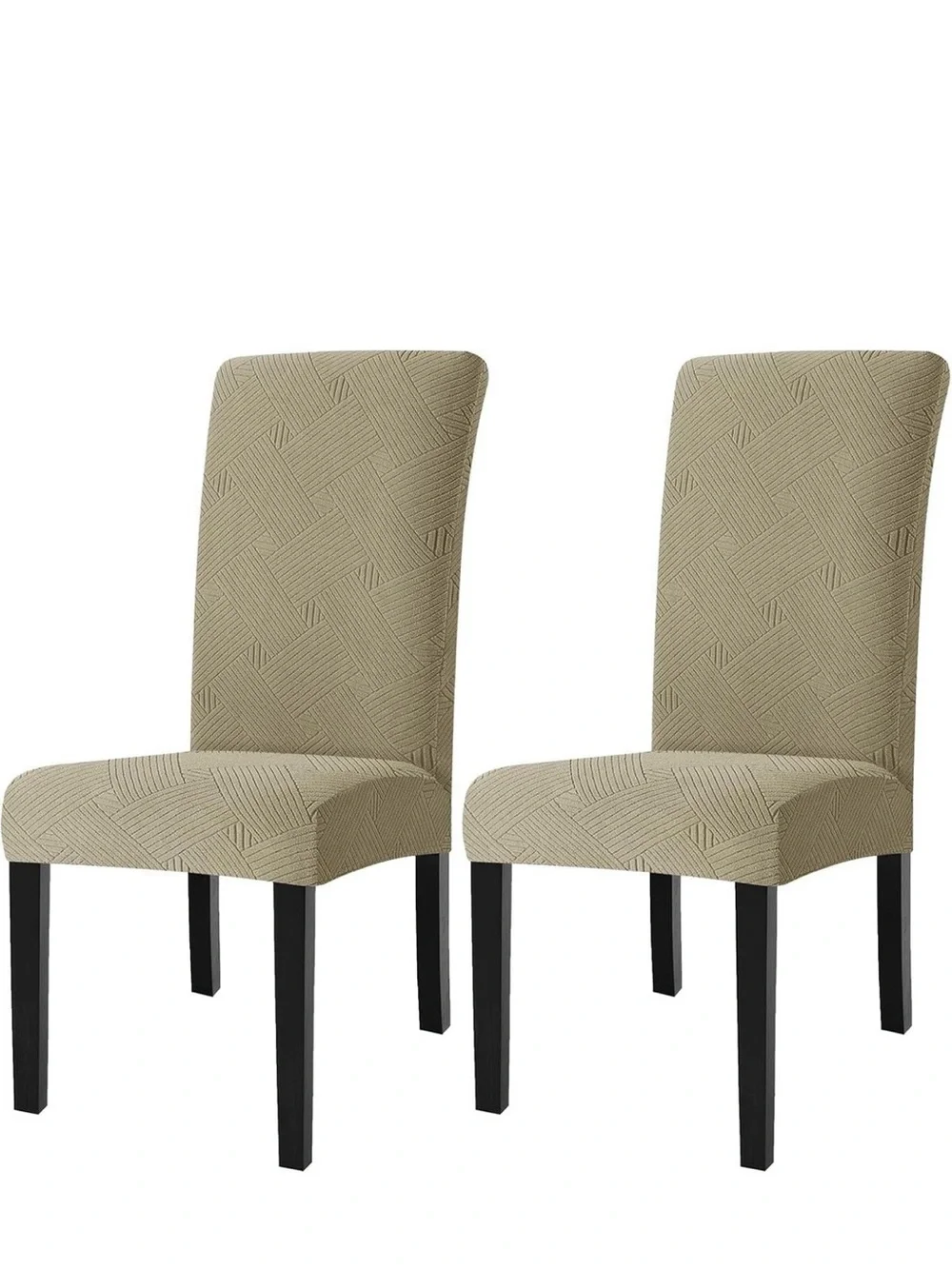 Beige Stretch Dining Chair Slipcovers - Set of 2